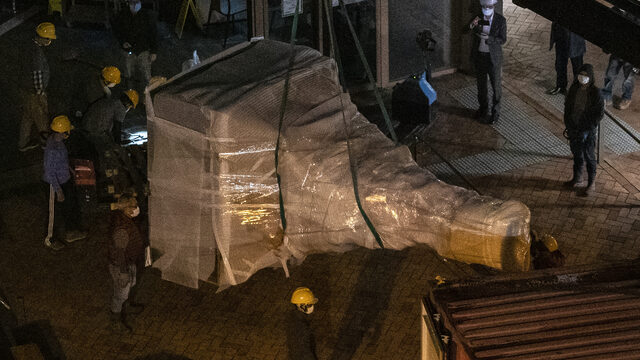 Beeld voor slachtoffers bloedbad Tiananmenplein weggehaald in Hongkong: 'Het wordt taboe'