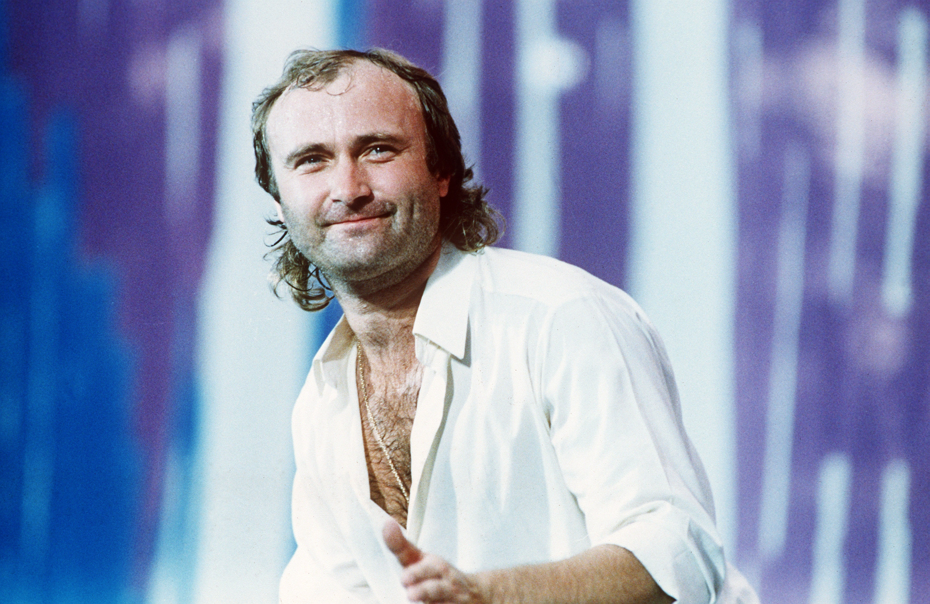 Phil Collins tijdens Live Aid