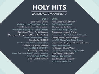 Playlist Holy Hits 9 maart 2019