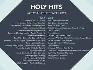 Playlist Holy Hits 28 september 2019