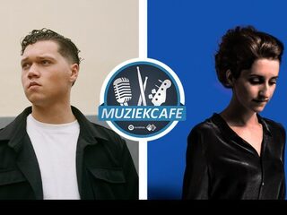 Ruben Annink en Eefje de Visser in de studio bij Muziekcafé