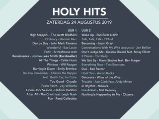 Playlist Holy Hits 24 augustus 2019