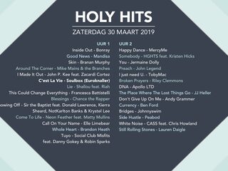 Playlist Holy Hits 30 maart 2019