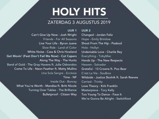 Playlist Holy Hits 3 augustus