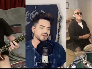 Queen en Adam Lambert spelen 'We Are The Champions' in quarantaine