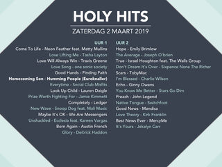 Playlist Holy Hits 2 maart 2019