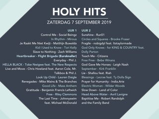 Playlist Holy Hits 7 september 2019