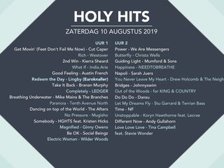 Playlist Holy Hits 10 augustus 2019