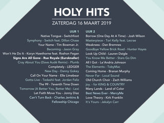 Playlist Holy Hits 16 maart 2019