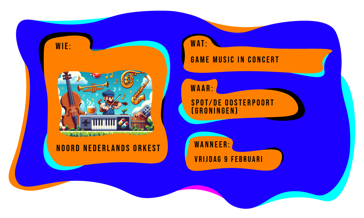 Wie: Noord Nederlands Orkest. Wat: Game Music in Concert. Waar: Spot/De Oosterpoort in Groningen. Wanneer: vrijdag 9 februari 2024.