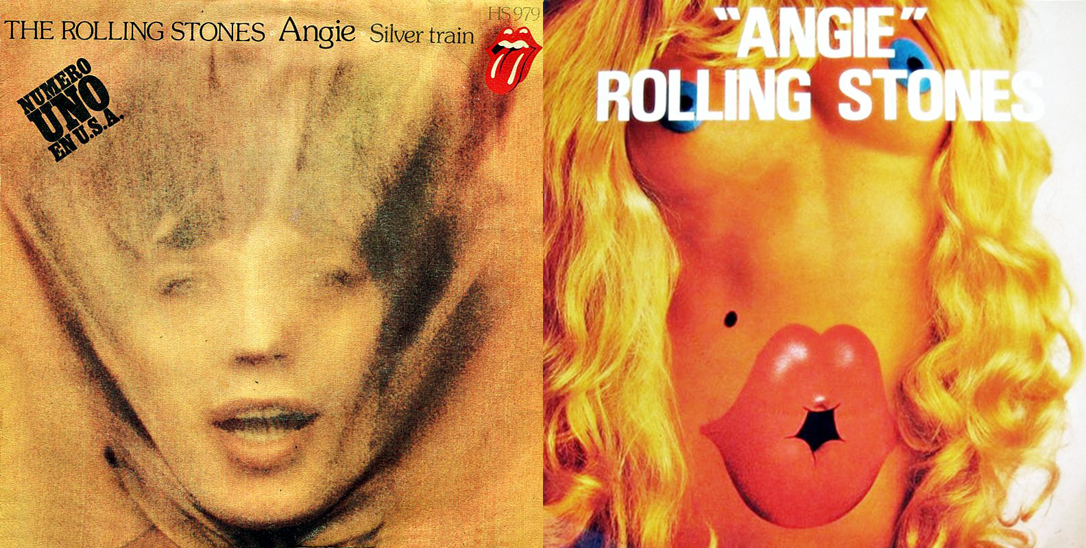 Twee singlehoezen van 'Angie' (The Rolling Stones)