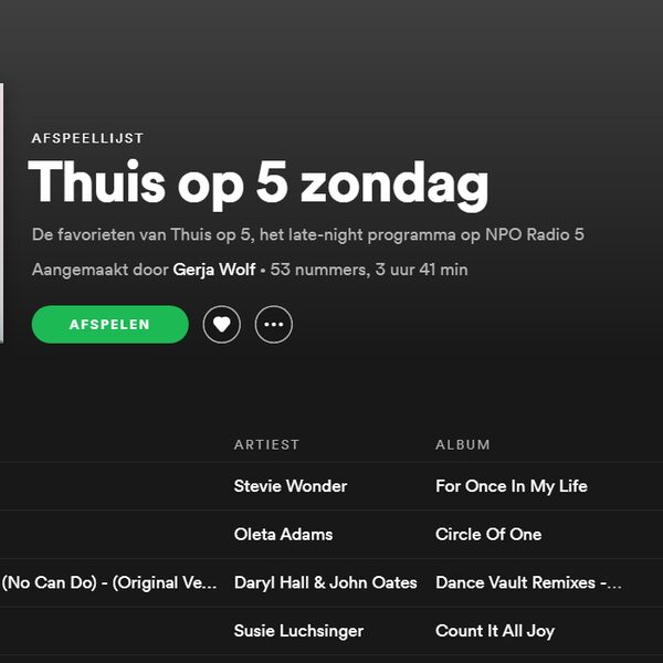 Spotify lijst zondag